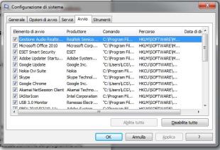 eliminare i programmi avvio windows 7